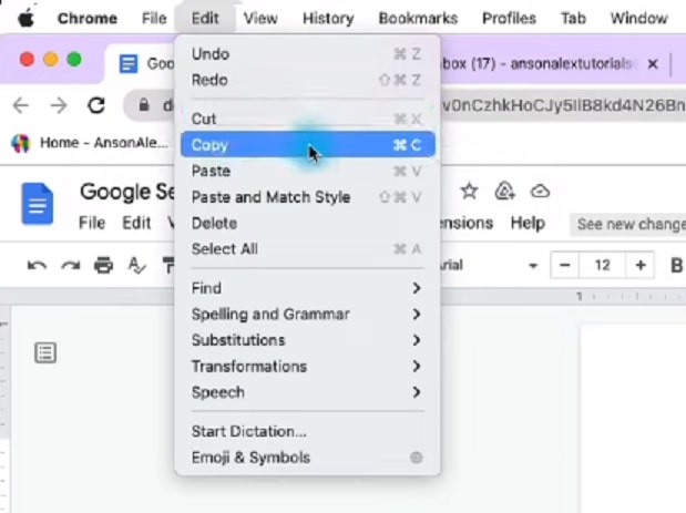 Copy and Paste on Mac Using Menu