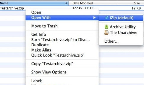 changing default zip program on mac