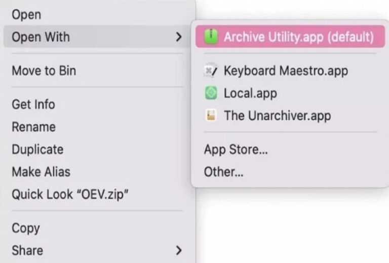 How to change default unzip program on mac