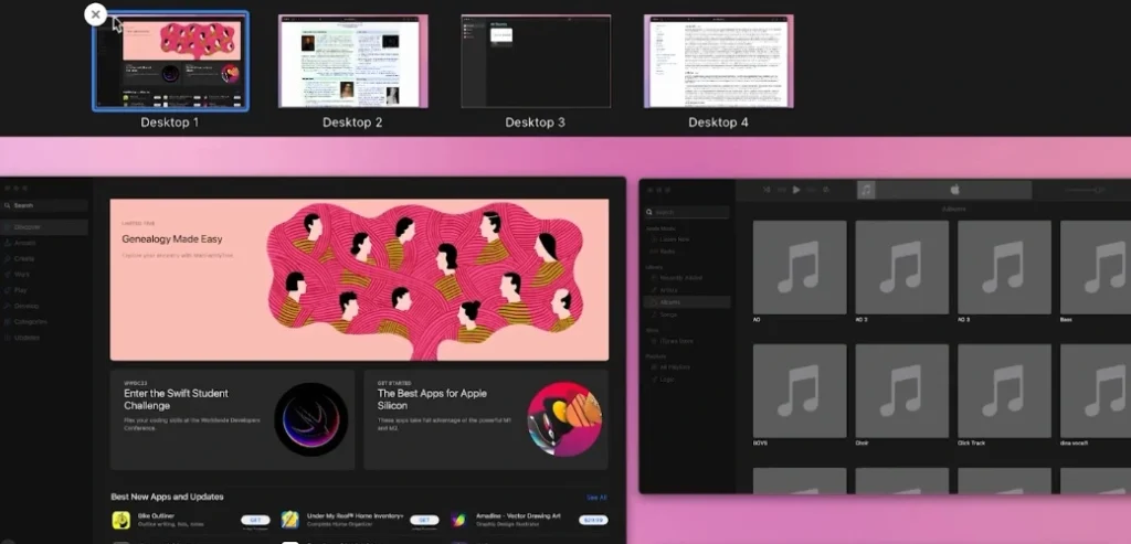 Desktop spaces on Mac