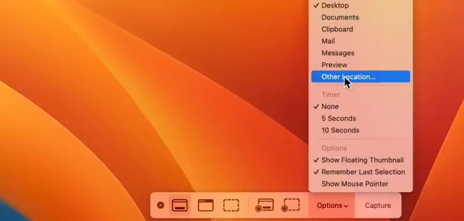 change the default screenshot location on mac