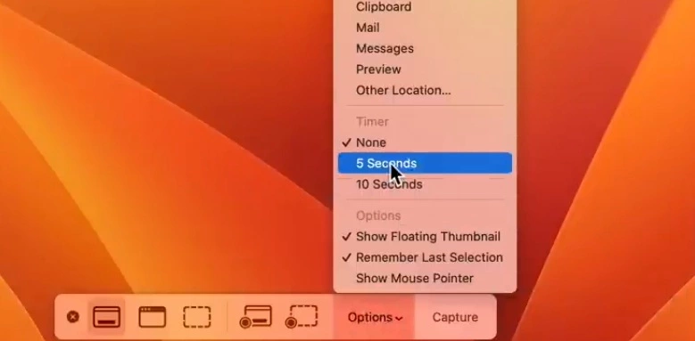 take a timed screenshot on mac