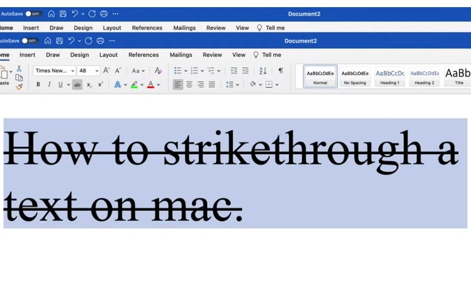 how to strikethrough in word on Mac