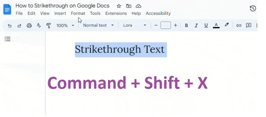 how to strikethrough on google docs on mac