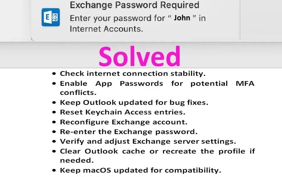 Exchange password required Mac