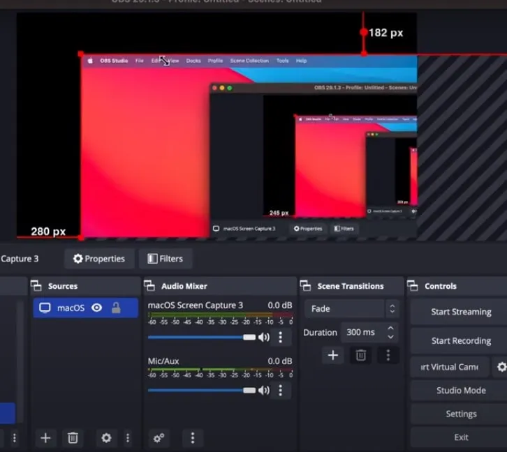 OBS screen setting for recording 