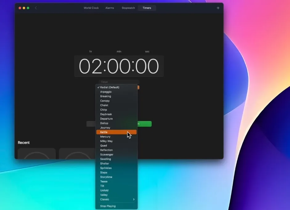 Sonoma Mac OS clock