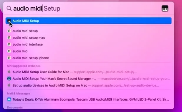 audio midi setup mac