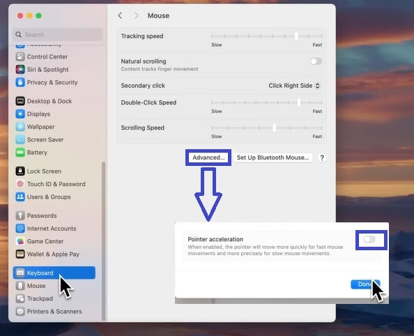 mouse pointer acceleration macOS