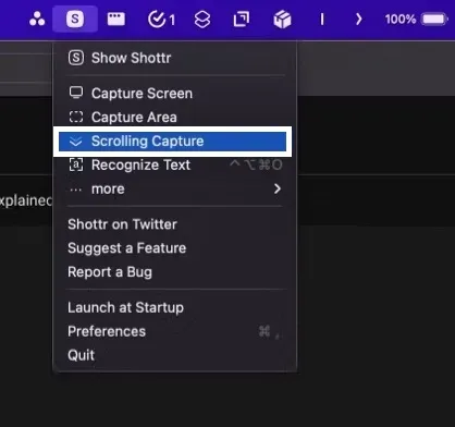 using shotrr to capture scrolling screen on mac